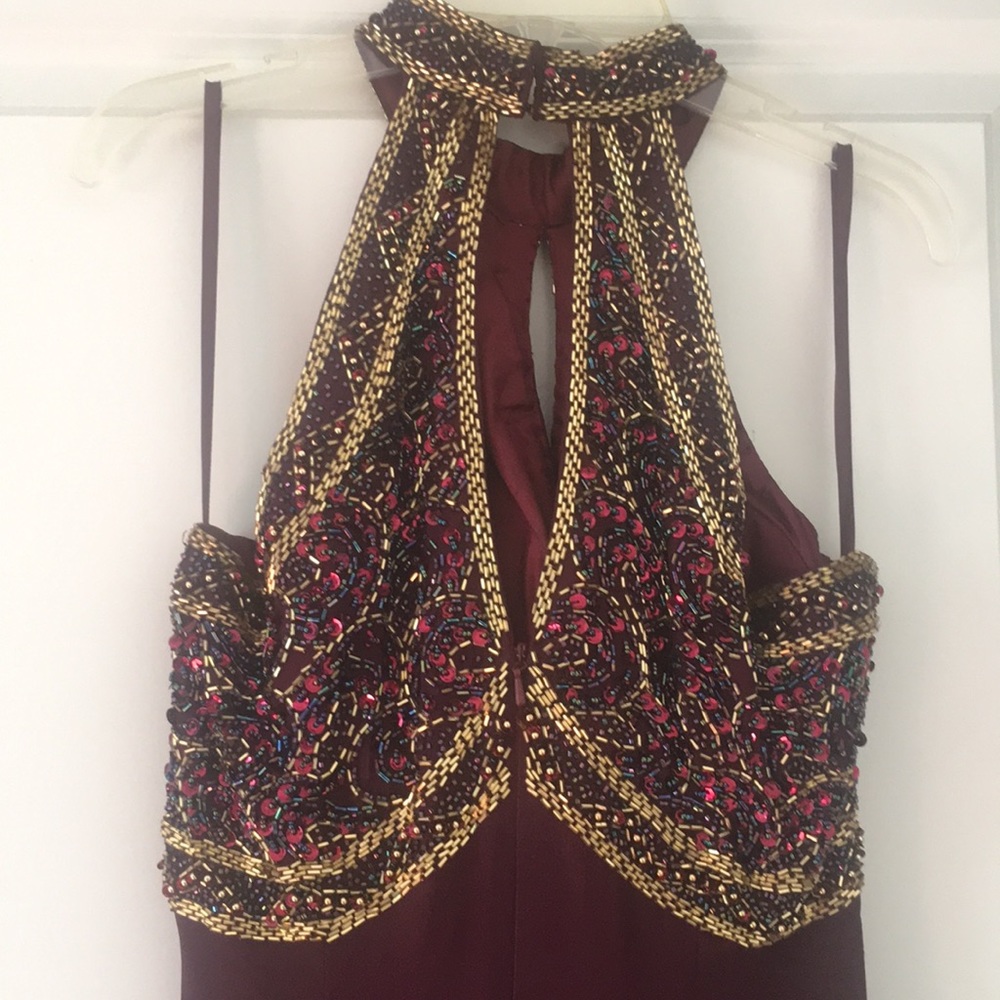 ALYCE DESIGNS Beaded Halter Formal Dress Prom Gown - Picture 4 of 5